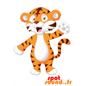 Μωρό τίγρης μασκότ. Tiger μασκότ τρίχρωμη - MASFR029844 - 2D / 3D Μασκότ