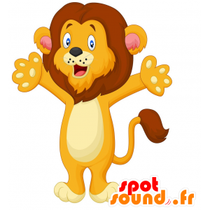 Oranje en bruine leeuw mascotte. Mascotte van de leeuw - MASFR029846 - 2D / 3D Mascottes