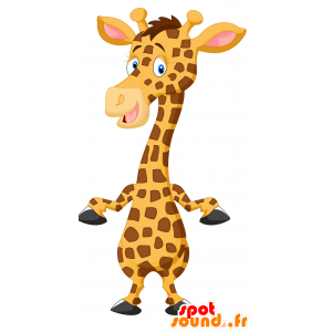 La mascota jirafa amarillo y marrón, muy realista - MASFR029847 - Mascotte 2D / 3D