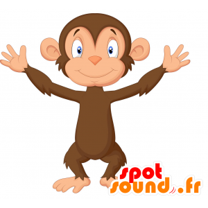 Mono mascota de color marrón y rosa, muy lindo y peludo - MASFR029849 - Mascotte 2D / 3D