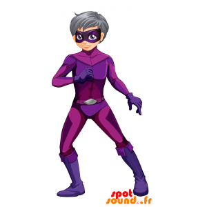 Mascote super-herói vestida de rosa e roxo - MASFR029852 - 2D / 3D mascotes