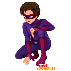 Mascotte femminile di Vigilante vestita di rosa e viola - MASFR029853 - Mascotte 2D / 3D