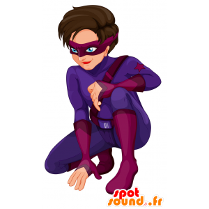 Naispuolinen maskotti vigilante pukeutunut pinkki ja violetti - MASFR029853 - Mascottes 2D/3D