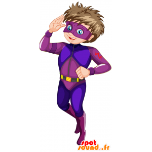 Superheltmaskot, farverig ung dreng - Spotsound maskot kostume