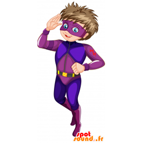 Mascotte de super-héros, de jeune garçon coloré - MASFR029855 - Mascottes 2D/3D