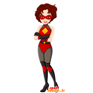 Mascota de la mujer vestida con medias de red de superhéroes - MASFR029858 - Mascotte 2D / 3D