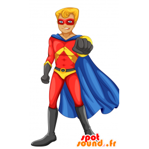 Superhero mascot with a large blue cape - MASFR029860 - 2D / 3D mascots