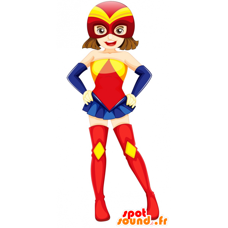 Sexig och färgglad superhjältekvinnamaskot - Spotsound maskot