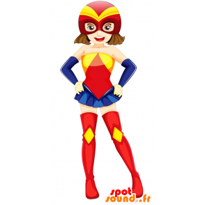 Sexy superhero vrouw en kleurrijke Mascot - MASFR029861 - 2D / 3D Mascottes