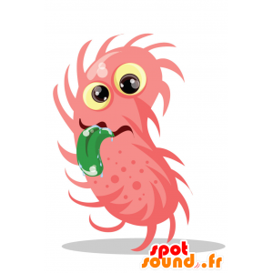 Mascot vaaleanpunainen hirviö, pörröinen ja hauska - MASFR029864 - Mascottes 2D/3D