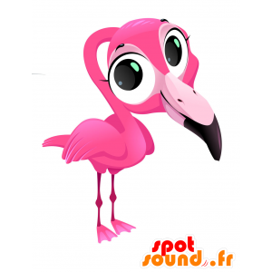 Flamingo Maskottchen, ein Riese mit großen Augen - MASFR029866 - 2D / 3D Maskottchen
