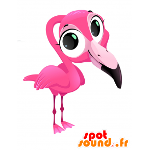 Plameňák maskot, obří s velkýma očima - MASFR029866 - 2D / 3D Maskoti