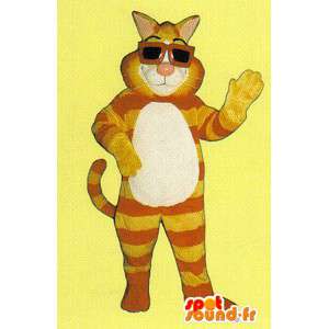 Costume de chat orange et jaune, rigolo et original - MASFR007516 - Mascottes de chat