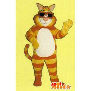 Costume orange and yellow cat, funny and original - MASFR007516 - Cat mascots