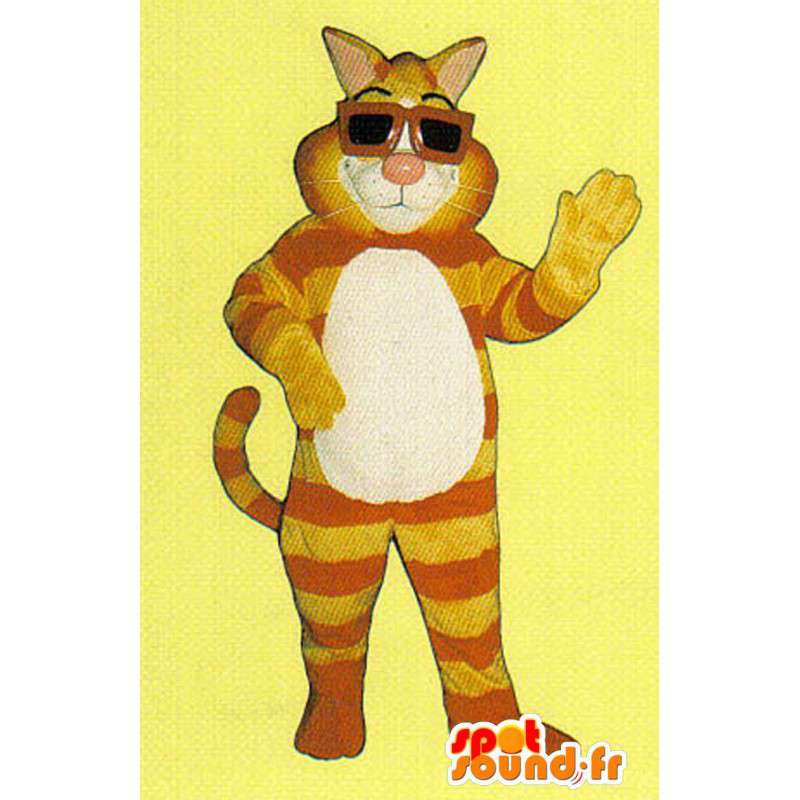 Costume de chat orange et jaune, rigolo et original - MASFR007516 - Mascottes de chat