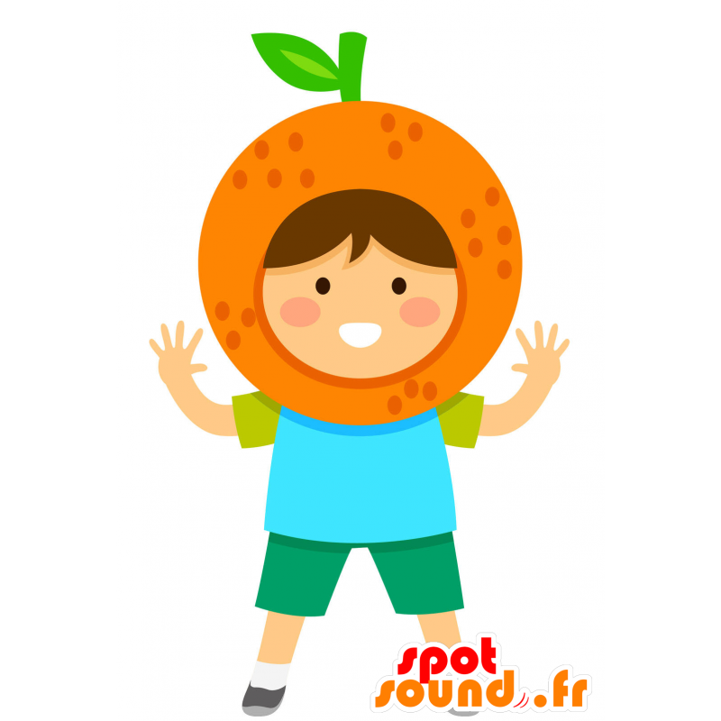 Niño de la mascota con un gigante de color naranja en la cabeza - MASFR029867 - Mascotte 2D / 3D