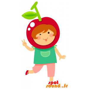 Bambino Mascot con una ciliegia rossa sulla parte superiore - MASFR029871 - Mascotte 2D / 3D