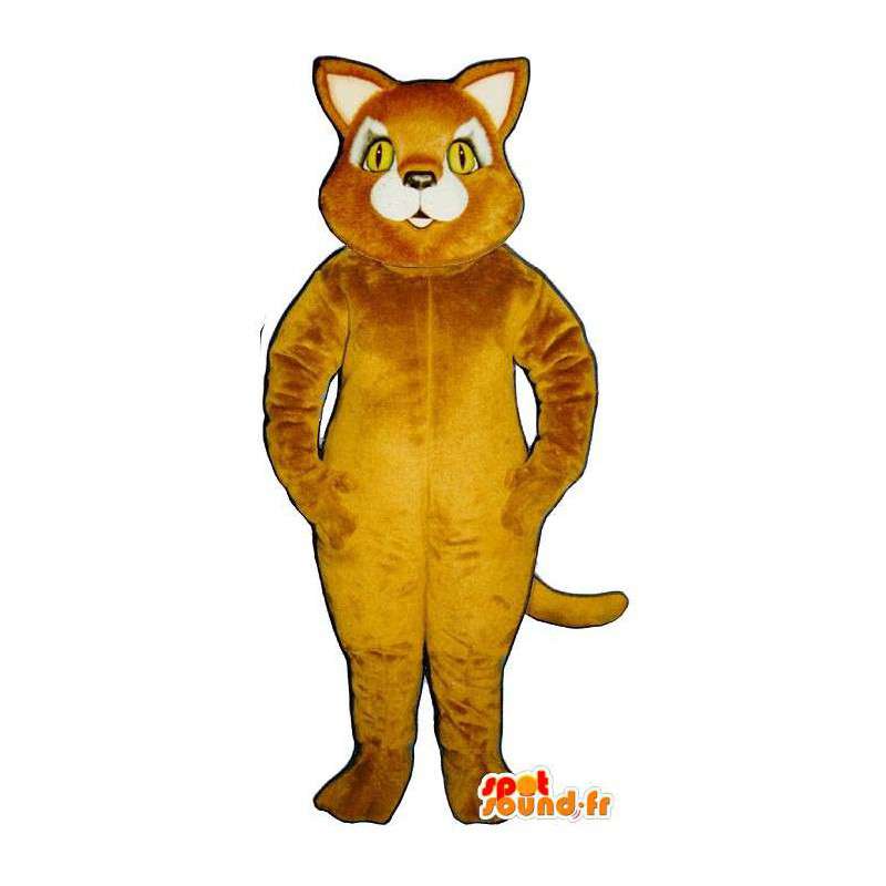 Gelb orange Katze-Maskottchen - Plüsch alle Größen - MASFR007517 - Katze-Maskottchen