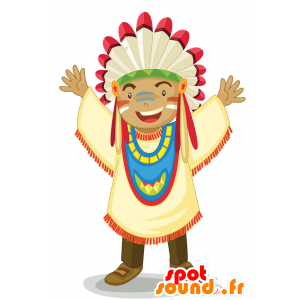 Indian maskot, oblečený v tradičním oblečení - MASFR029873 - 2D / 3D Maskoti