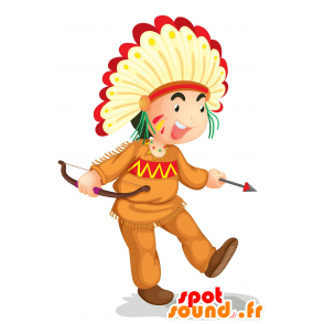 Mascotte d'indien traditionnel, avec des plumes - MASFR029875 - Mascottes 2D/3D