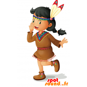 Mascot of Indian in traditional dress with feathers - MASFR029876 - 2D / 3D mascots