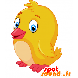 Mascotte de gros oiseau jaune, tout rond et amusant - MASFR029879 - Mascottes 2D/3D