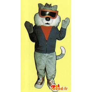 Mascot gray and white cat dressed - MASFR007519 - Cat mascots