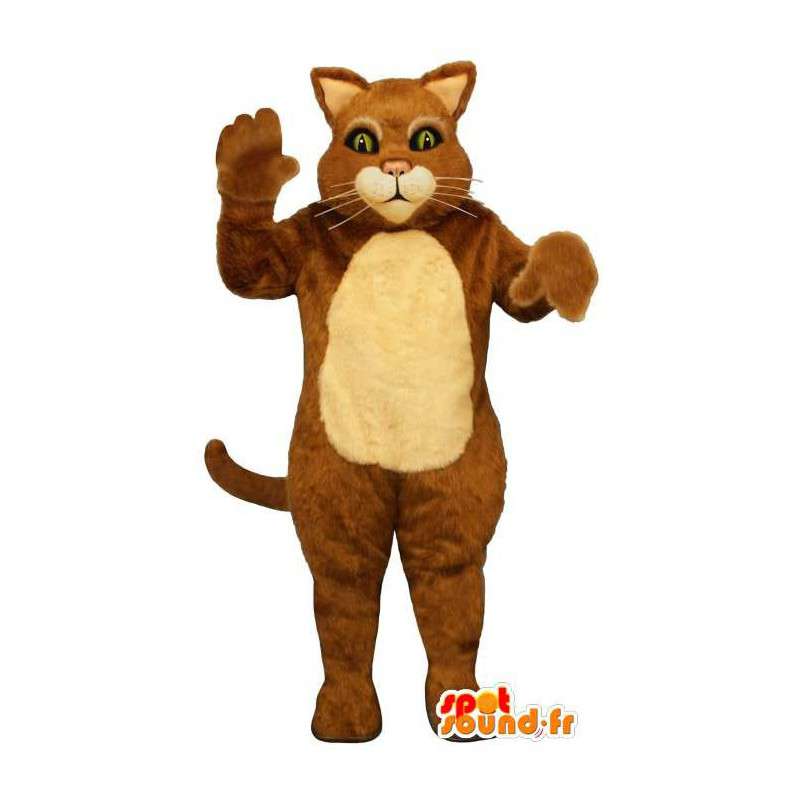 Mascotte de chat marron et blanc - MASFR007520 - Mascottes de chat