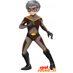 Mascot homem segurando super-herói escuro - MASFR029888 - 2D / 3D mascotes