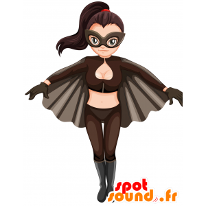 Donna mascotte, supereroe con grande mantello grigio - MASFR029889 - Mascotte 2D / 3D