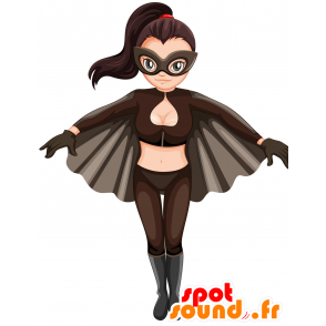 Mascotte de femme, de super-héros avec une grande cape grise - MASFR029889 - Mascottes 2D/3D
