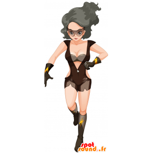 La mascota del traje de la mujer atractiva de superhéroes - MASFR029890 - Mascotte 2D / 3D
