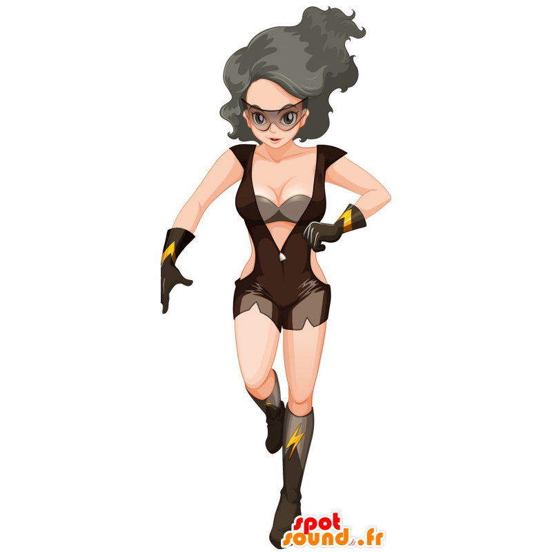 La mascota del traje de la mujer atractiva de superhéroes - MASFR029890 - Mascotte 2D / 3D