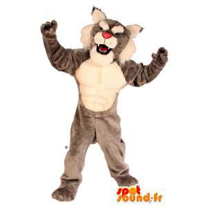 Mascot of gray and white tiger - MASFR007521 - Tiger mascots