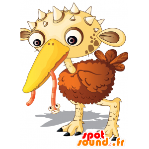 Mascota de avestruz de color amarillo y marrón, muy impresionante - MASFR029893 - Mascotte 2D / 3D