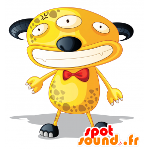 Mascot estrangeiro amarelo com três olhos e chifres - MASFR029895 - 2D / 3D mascotes