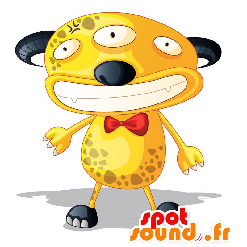 Mascot alieno giallo con tre occhi e corni - MASFR029895 - Mascotte 2D / 3D