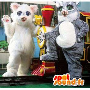灰色と白の猫のマスコット。コスチューム2個パック-MASFR007522-猫のマスコット