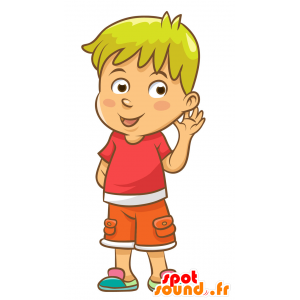 Blond boy mascot with colorful clothes - MASFR029897 - 2D / 3D mascots