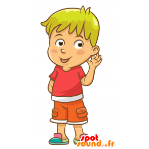 Blond boy mascot with colorful clothes - MASFR029897 - 2D / 3D mascots