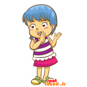 Maskot dívka s modrými vlasy - MASFR029898 - 2D / 3D Maskoti
