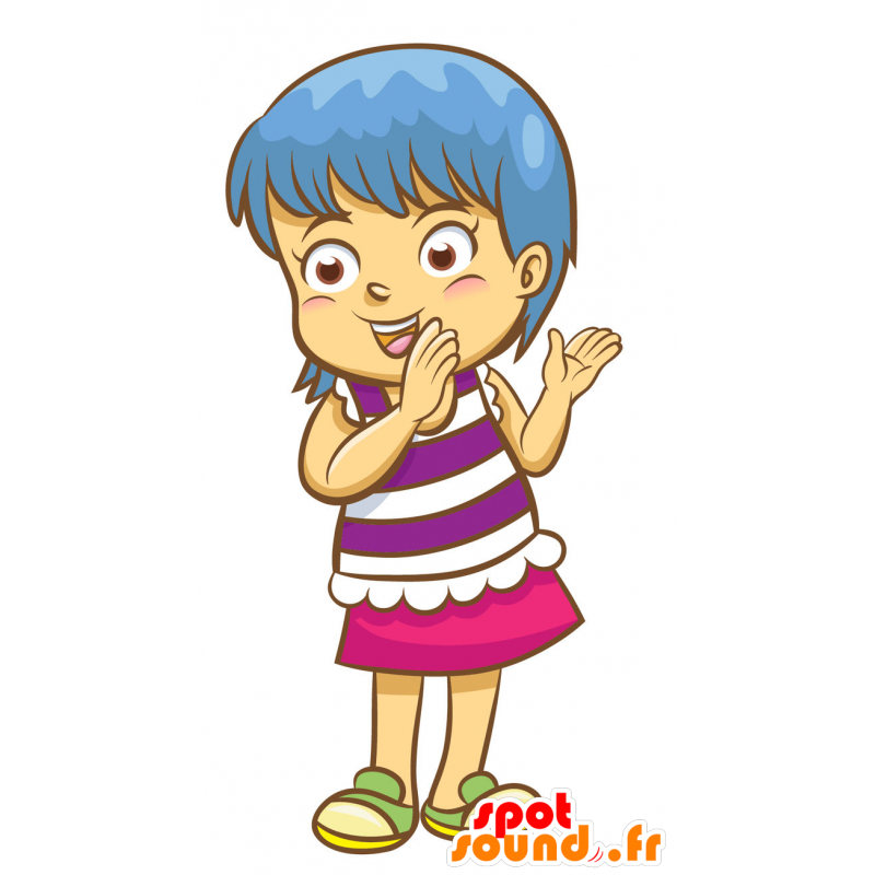 Menina Mascot com cabelo azul - MASFR029898 - 2D / 3D mascotes