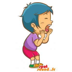 Mascot jongen met blauw haar - MASFR029901 - 2D / 3D Mascottes