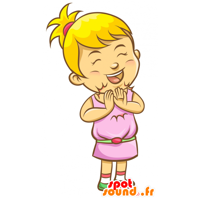 Blond jente kledd i rosa maskot - MASFR029903 - 2D / 3D Mascots