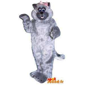 All hårig grå kattmaskot - Spotsound maskot
