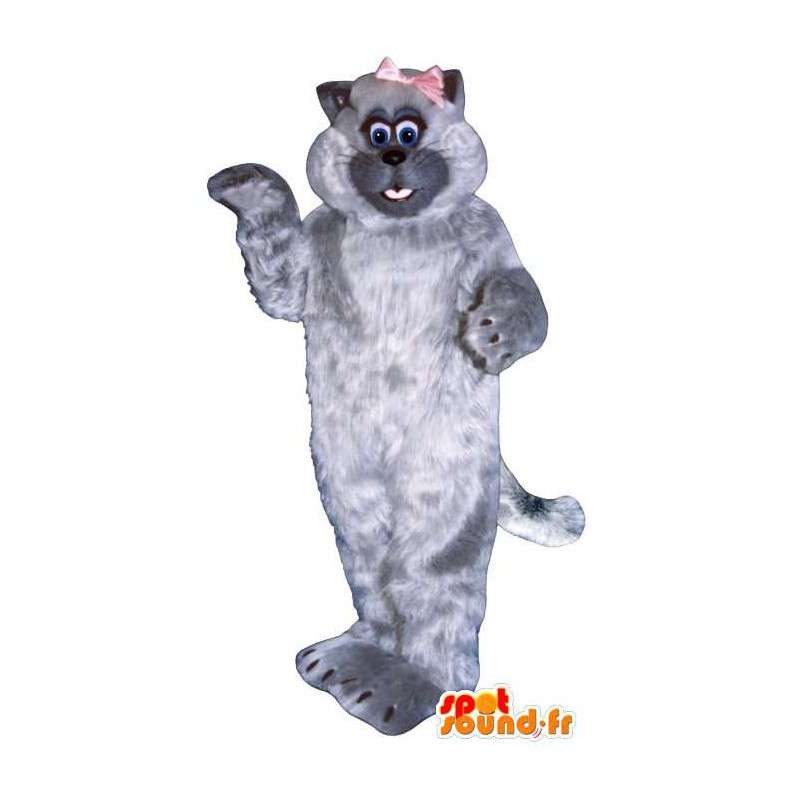 All hårig grå kattmaskot - Spotsound maskot