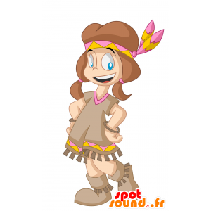 Mascot of Indian in traditional dress with feathers - MASFR029908 - 2D / 3D mascots