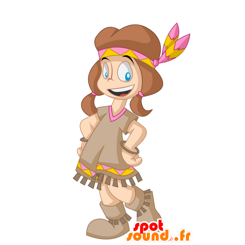 Mascot of Indian in traditional dress with feathers - MASFR029908 - 2D / 3D mascots