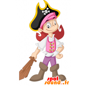Mascota de la mujer vestida con traje de pirata - MASFR029909 - Mascotte 2D / 3D