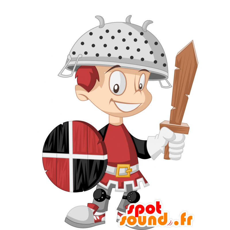 Mascotte divertente bambino travestito da cavaliere - MASFR029910 - Mascotte 2D / 3D
